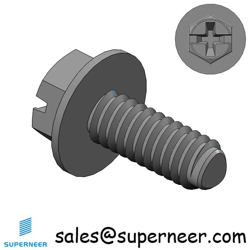 M2 × 5mm Indented Hex Washer Phillips Slot Thread Forming Screws for Metal Steel Black