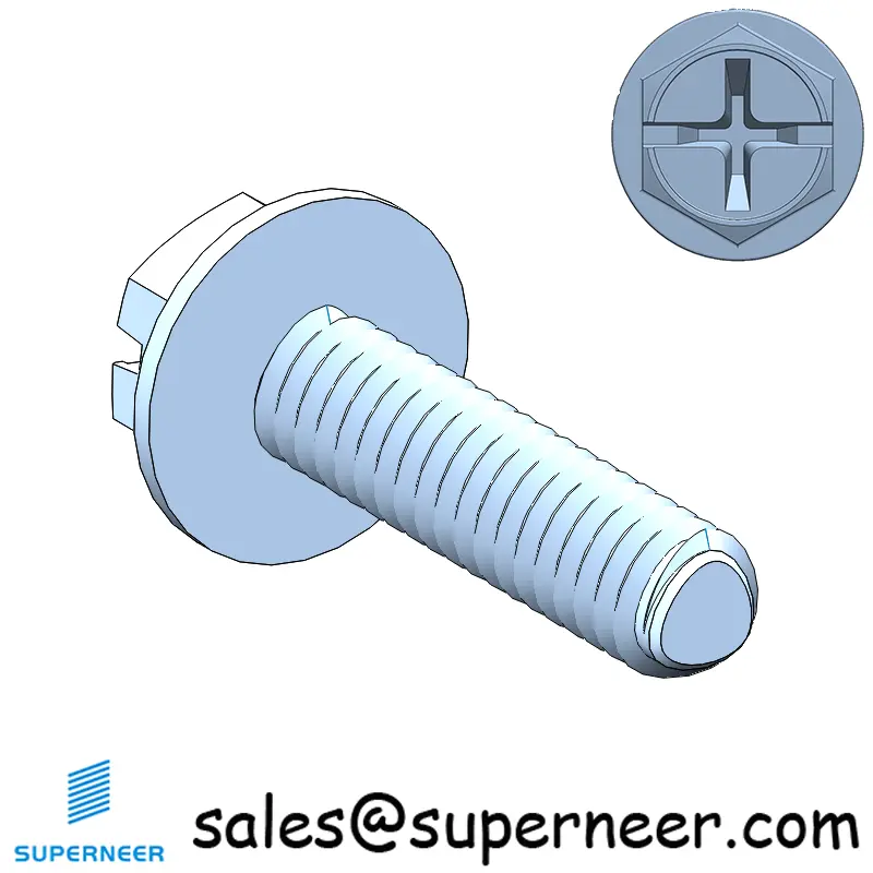 M2 × 8mm Indented Hex Washer Phillips Slot Thread Forming Screws for Metal SUS304 Stainless Steel Inox