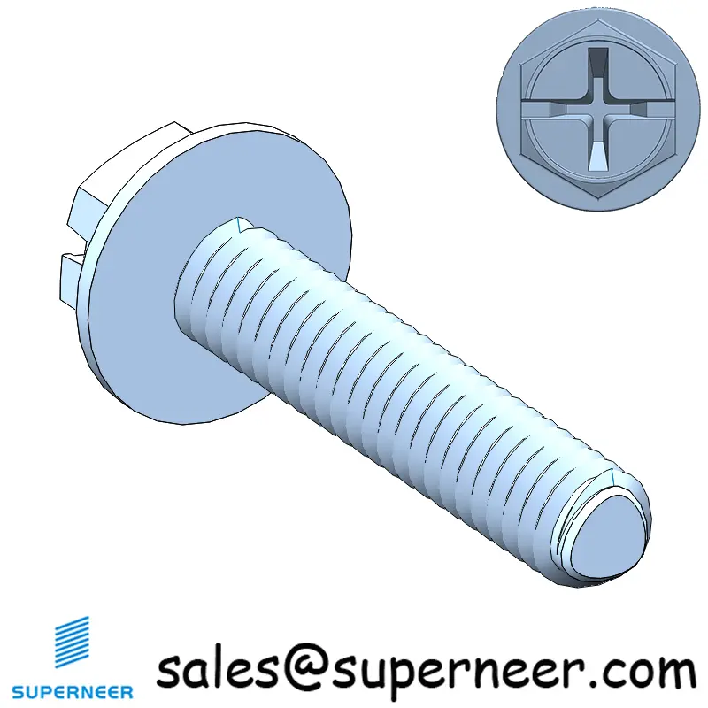 M2 × 10mm Indented Hex Washer Phillips Slot Thread Forming Screws for Metal SUS304 Stainless Steel Inox
