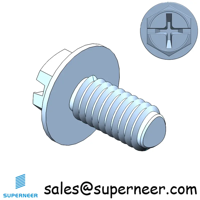 M2.5 × 5mm Indented Hex Washer Phillips Slot Thread Forming Screws for Metal SUS304 Stainless Steel Inox
