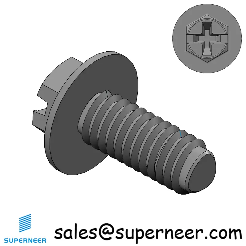M2.5 × 6mm Indented Hex Washer Phillips Slot Thread Forming Screws for Metal Steel Black