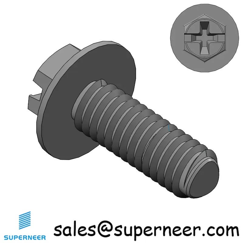M2.5 × 7mm Indented Hex Washer Phillips Slot Thread Forming Screws for Metal Steel Black