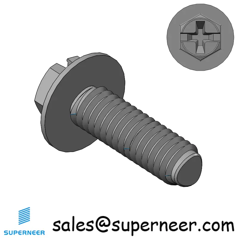 M2.5 × 8mm Indented Hex Washer Phillips Slot Thread Forming Screws for Metal Steel Black