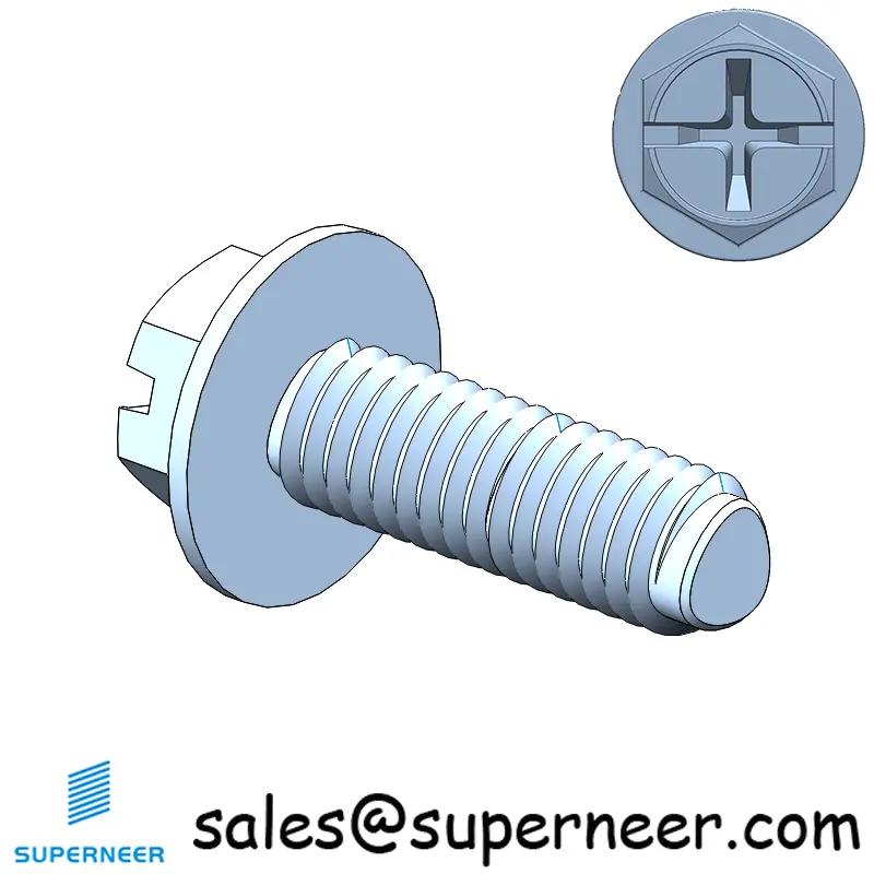M3 × 9mm Indented Hex Washer Phillips Slot Thread Forming Screws for Metal SUS304 Stainless Steel Inox