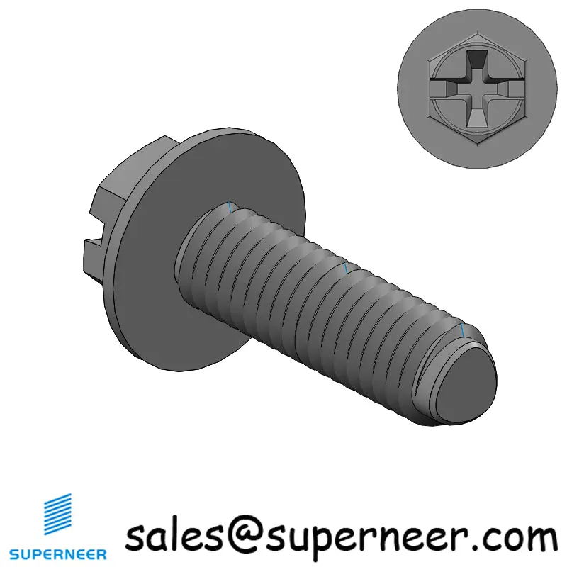 M3 × 10mm Indented Hex Washer Phillips Slot Thread Forming Screws for Metal Steel Black