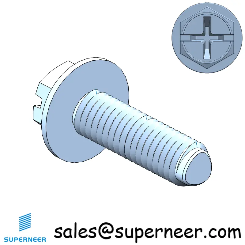 M3 × 10mm Indented Hex Washer Phillips Slot Thread Forming Screws for Metal SUS304 Stainless Steel Inox