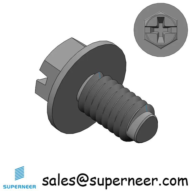 M4 × 7mm Indented Hex Washer Phillips Slot Thread Forming Screws for Metal Steel Black