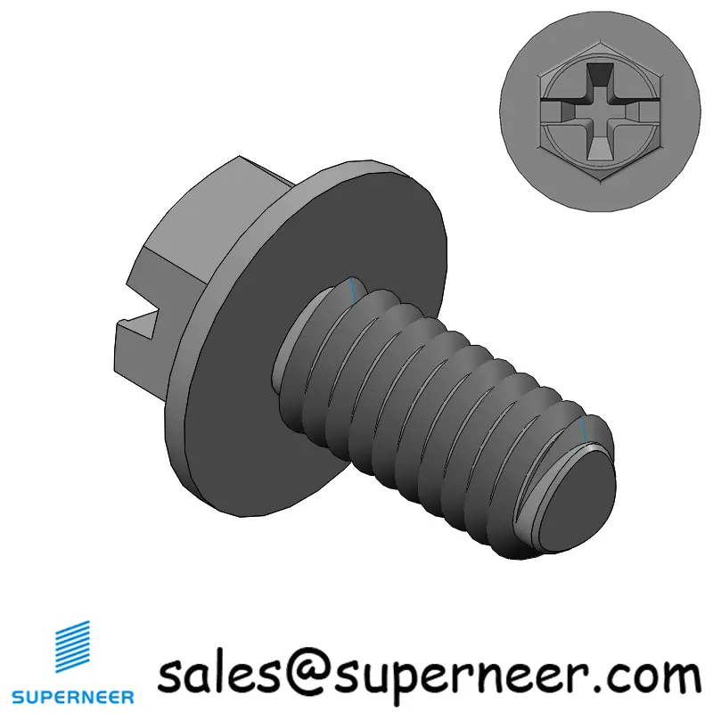 M4 × 8mm Indented Hex Washer Phillips Slot Thread Forming Screws for Metal Steel Black