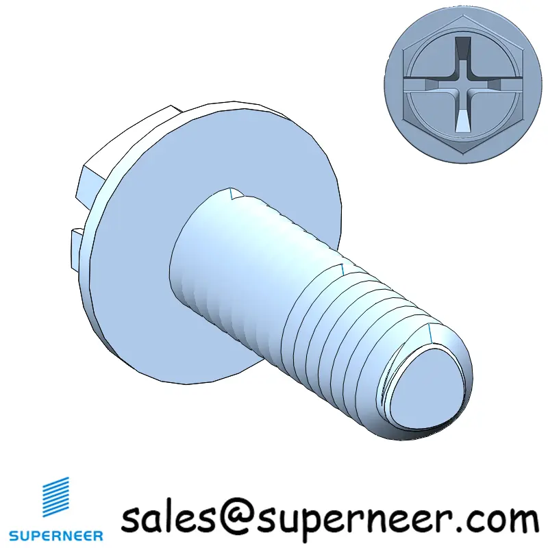 M4 × 12mm Indented Hex Washer Phillips Slot Thread Forming Screws for Metal SUS304 Stainless Steel Inox