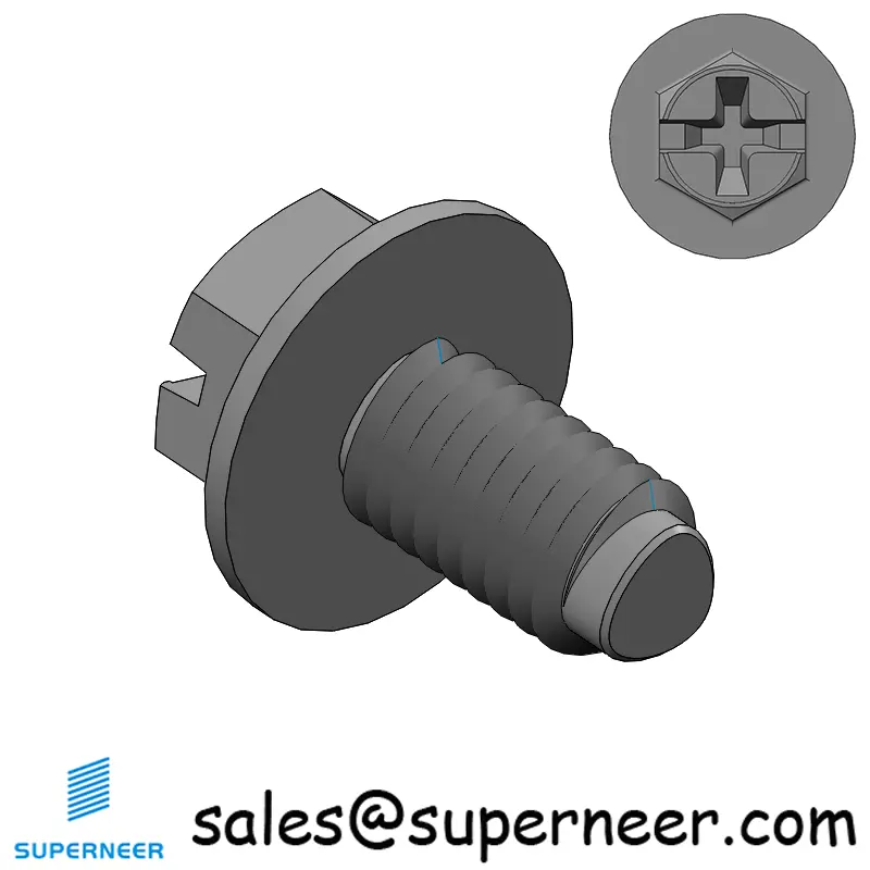 M5 × 9mm Indented Hex Washer Phillips Slot Thread Forming Screws for Metal Steel Black