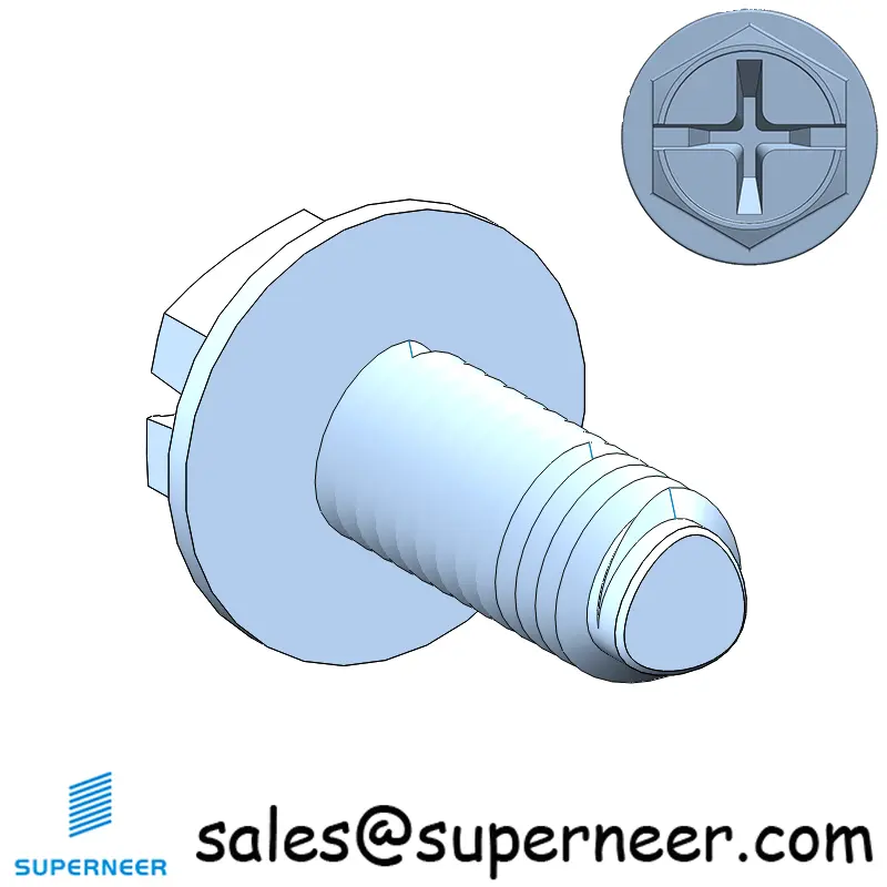 M5 × 12mm Indented Hex Washer Phillips Slot Thread Forming Screws for Metal SUS304 Stainless Steel Inox