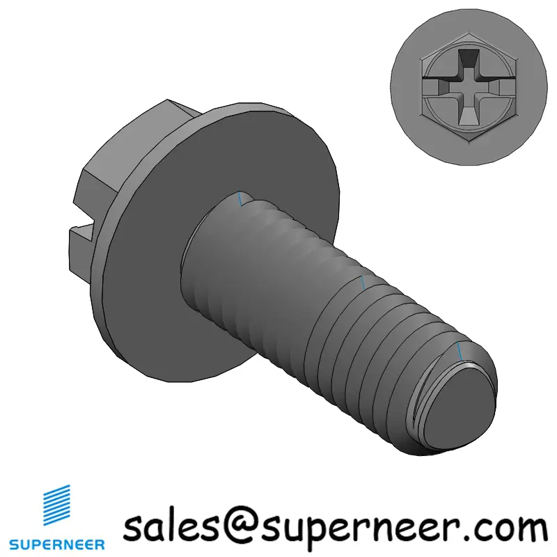 M5 × 14mm Indented Hex Washer Phillips Slot Thread Forming Screws for Metal Steel Black