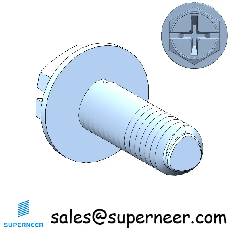 M5 × 14mm Indented Hex Washer Phillips Slot Thread Forming Screws for Metal SUS304 Stainless Steel Inox