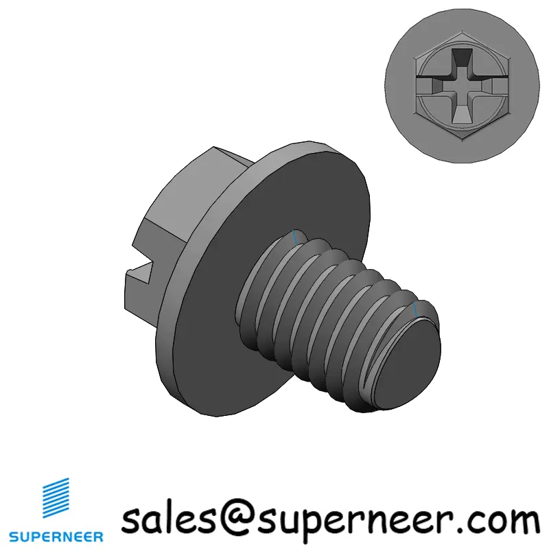 M6 × 8mm Indented Hex Washer Phillips Slot Thread Forming Screws for Metal Steel Black