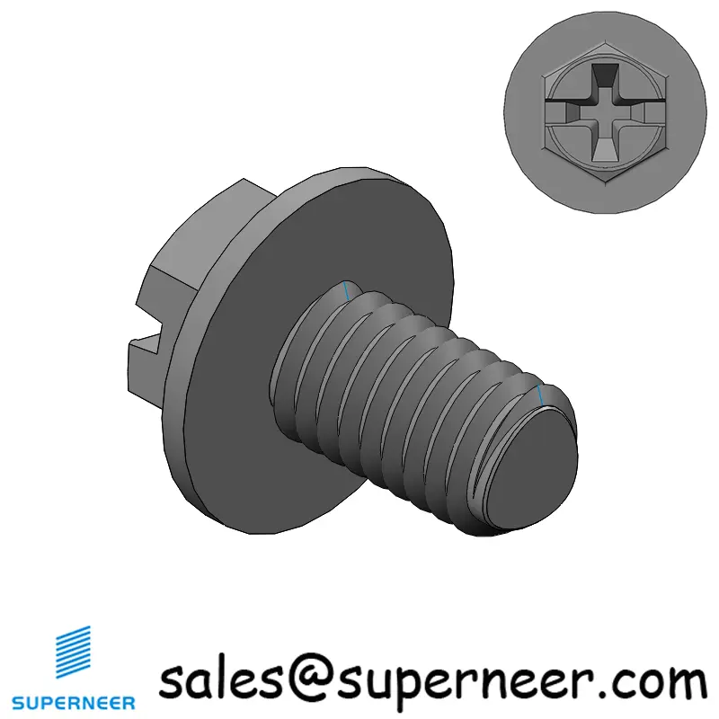 M6 × 10mm Indented Hex Washer Phillips Slot Thread Forming Screws for Metal Steel Black