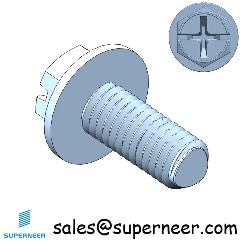 M6 × 14mm Indented Hex Washer Phillips Slot Thread Forming Screws for Metal SUS304 Stainless Steel Inox
