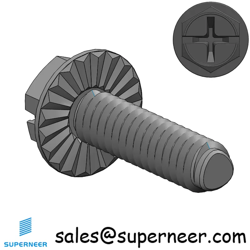 M2 × 7mm Indented Hex Washer Serrattion Phillips Slot Thread Forming Screws for Metal Steel Black