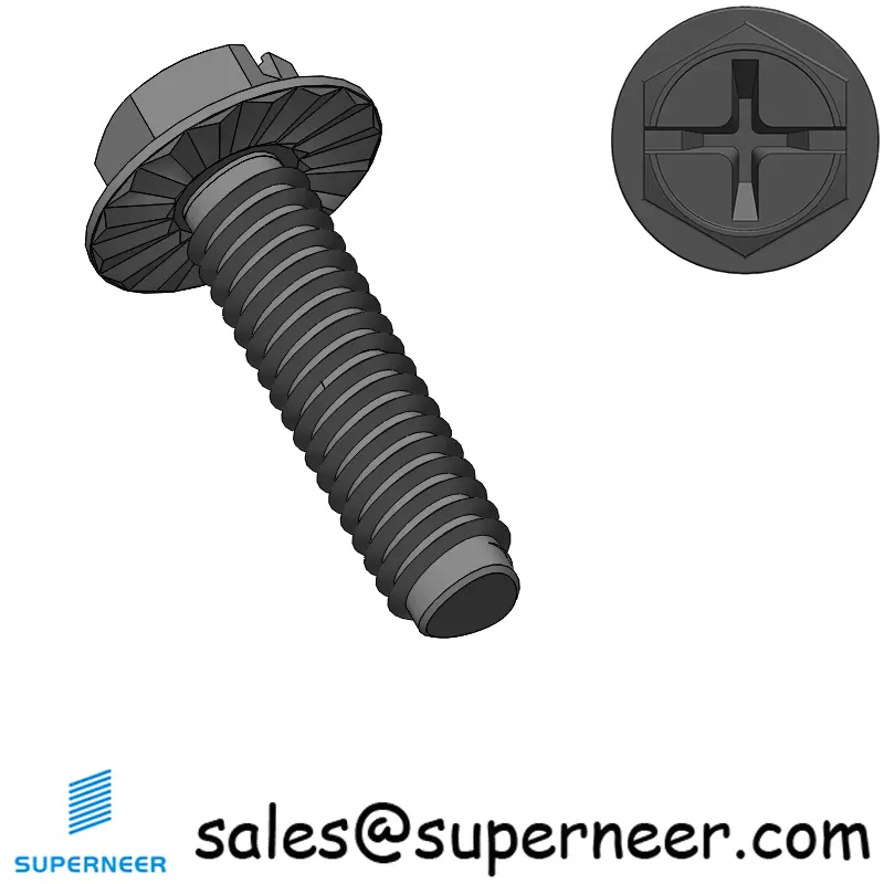 M2.5 × 9mm Indented Hex Washer Serrattion Phillips Slot Thread Forming Screws for Metal Steel Black