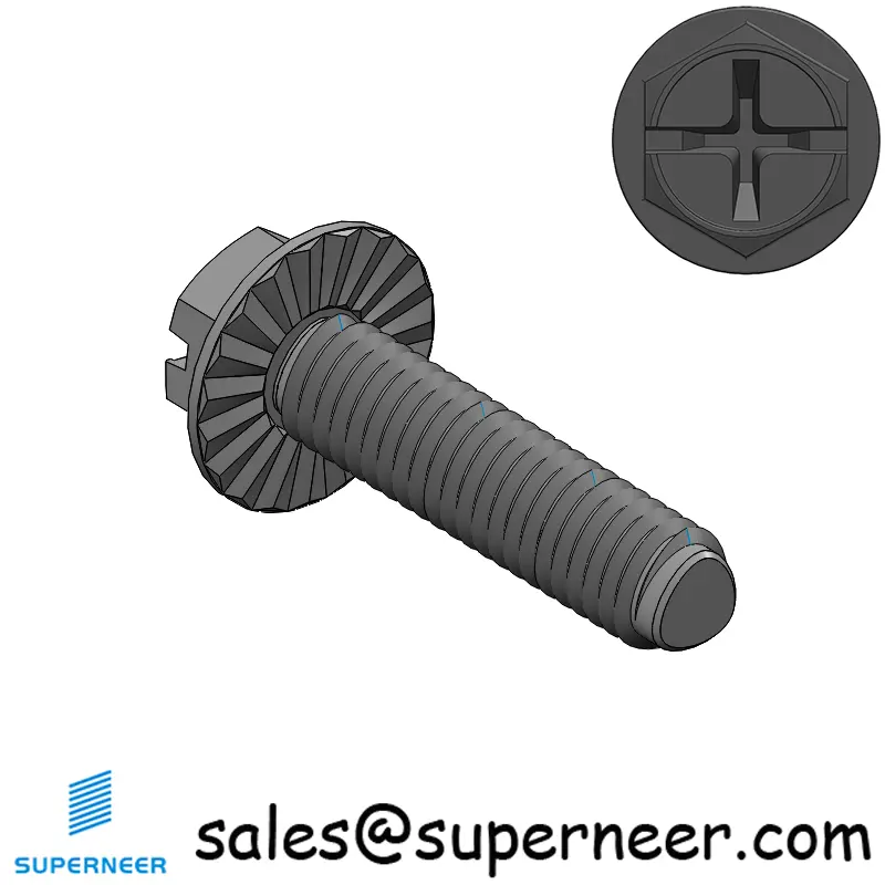 M3 × 12mm Indented Hex Washer Serrattion Phillips Slot Thread Forming Screws for Metal Steel Black