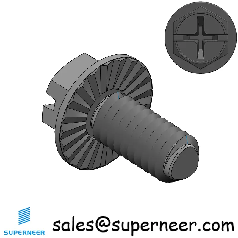 M4 × 8mm Indented Hex Washer Serrattion Phillips Slot Thread Forming Screws for Metal Steel Black