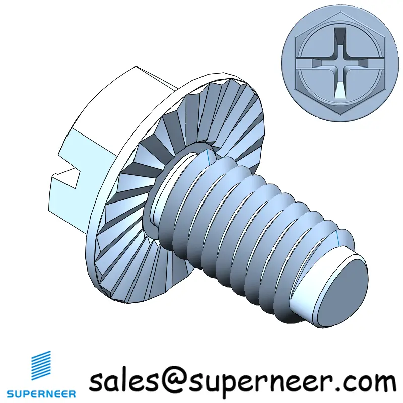 M5 × 9mm Indented Hex Washer Serrattion Phillips Slot Thread Forming Screws for Metal Steel Blue Zinc Plated