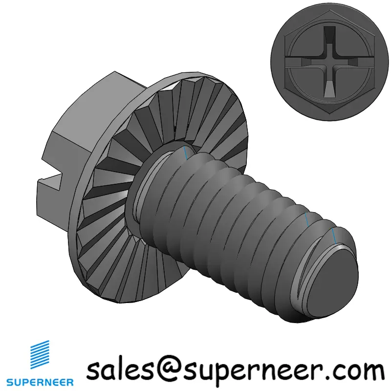 M5 × 10mm Indented Hex Washer Serrattion Phillips Slot Thread Forming Screws for Metal Steel Black