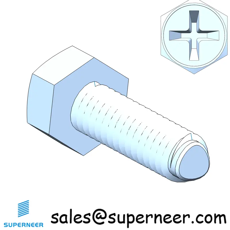 M2 × 7mm Indented Hex Phillips Thread Forming Screws for Metal Steel Blue Zinc Plated