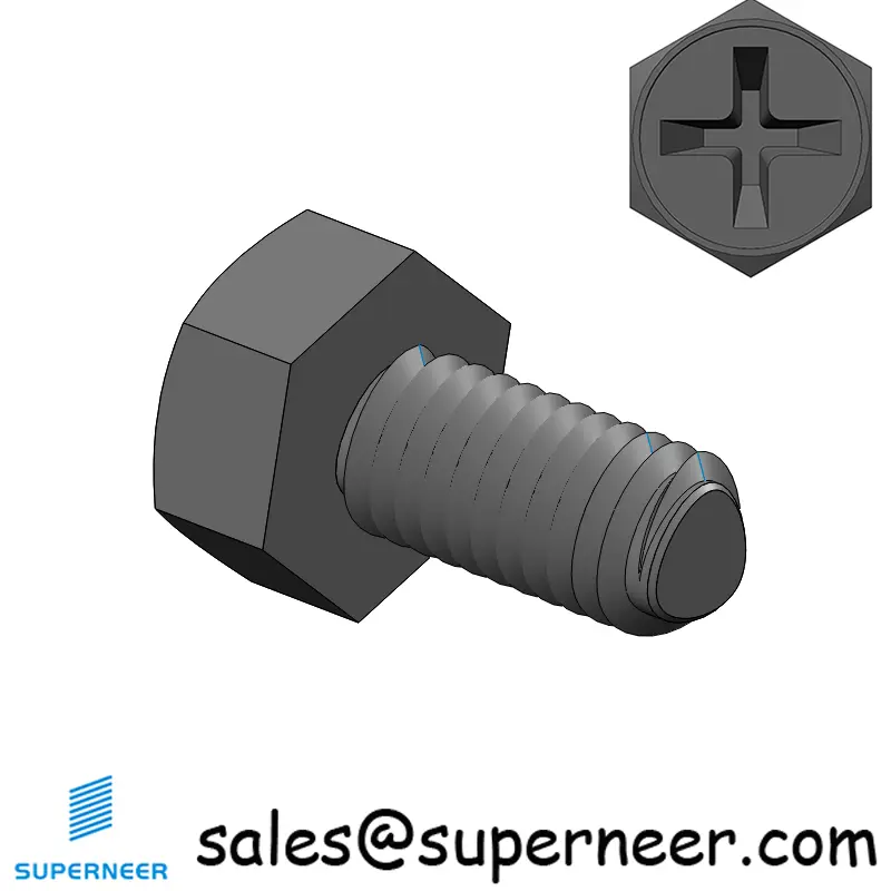 M5 × 10mm Indented Hex Phillips Thread Forming Screws for Metal Steel Black