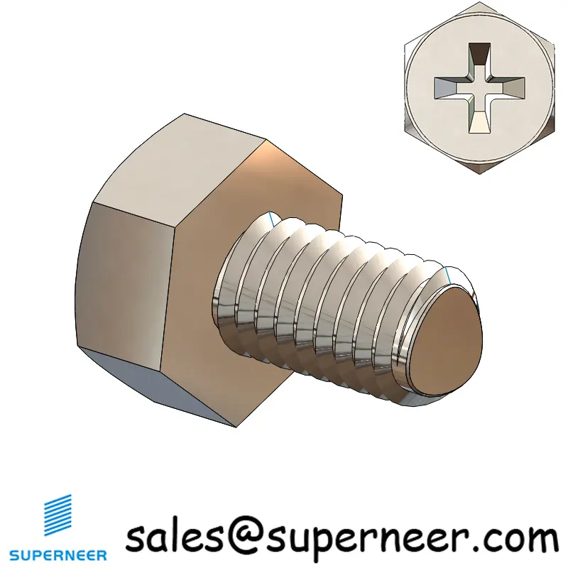 M6 × 10mm Indented Hex Phillips Thread Forming Screws for Metal SUS304 Stainless Steel Inox