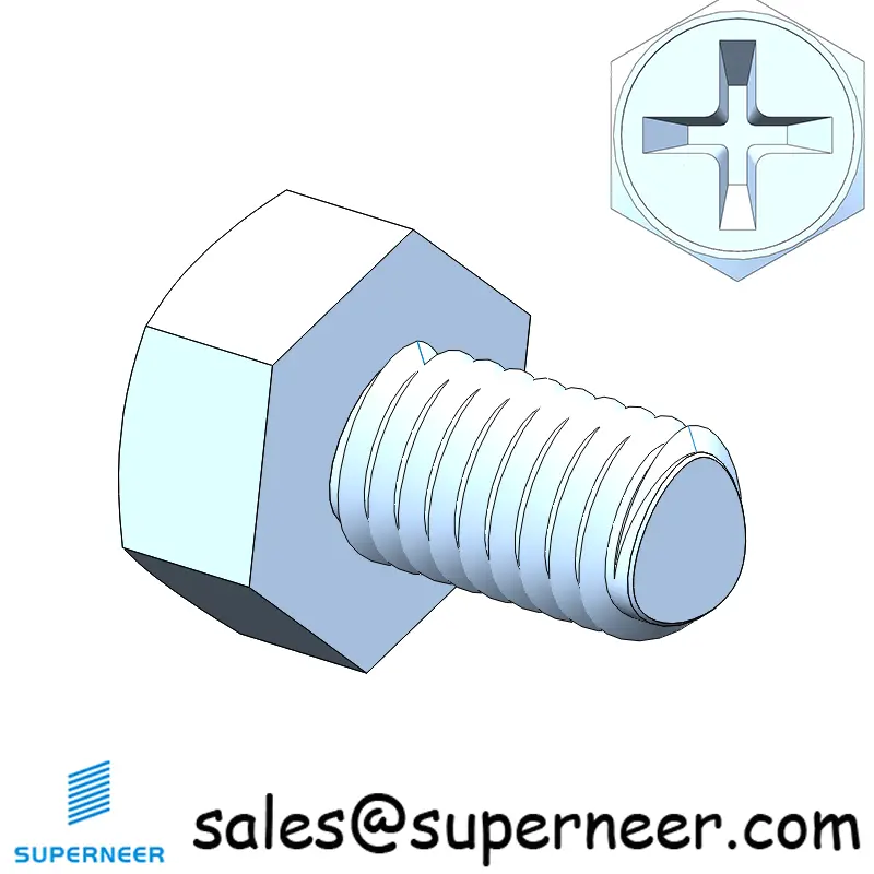 M6 × 10mm Indented Hex Phillips Thread Forming Screws for Metal Steel Blue Zinc Plated