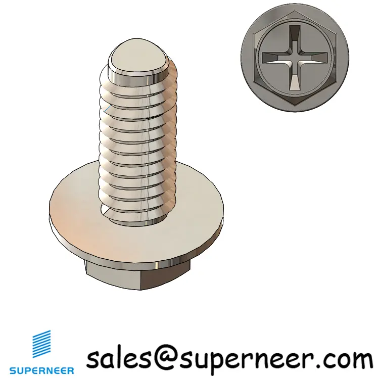 M2.5 × 6mm Indented Hex Washer Phillips Thread Forming Screws for Metal SUS304 Stainless Steel Inox