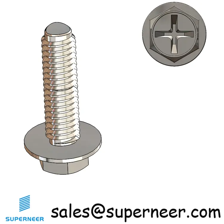 M2.5 × 9mm Indented Hex Washer Phillips Thread Forming Screws for Metal SUS304 Stainless Steel Inox