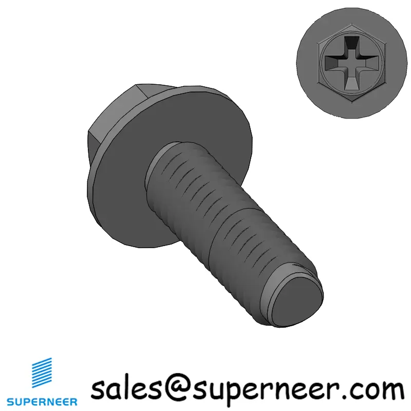 M3 × 9mm Indented Hex Washer Phillips Thread Forming Screws for Metal Steel Black