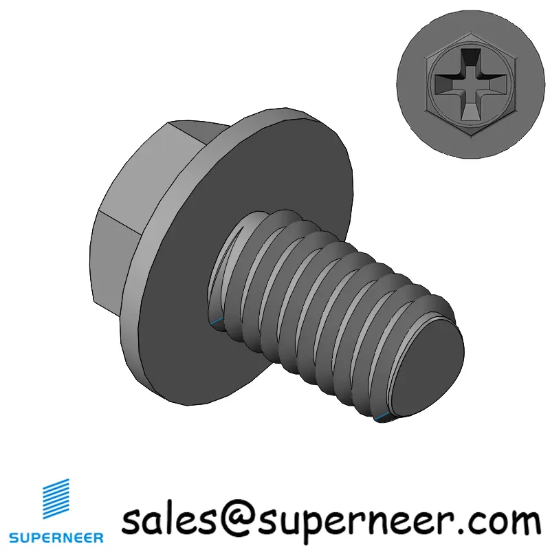 M6 × 10mm Indented Hex Washer Phillips Thread Forming Screws for Metal Steel Black