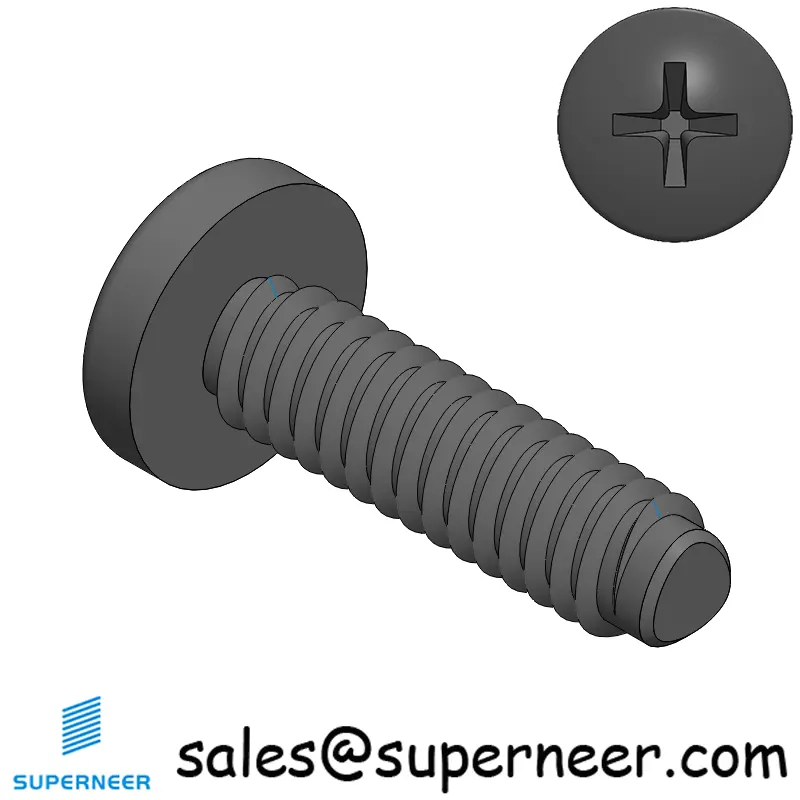 2-56 × 5/16 Pan Head Phillips Square Thread Forming  Screws for Metal  Steel Black