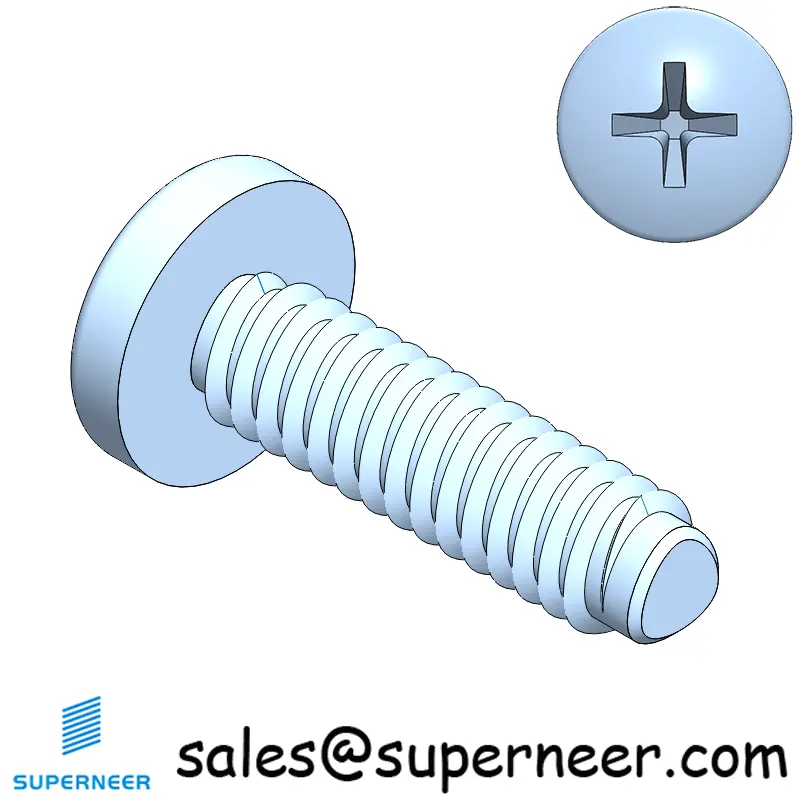 2-56 × 5/16 Pan Head Phillips Square Thread Forming  Screws for Metal  Steel Blue Zinc Plated