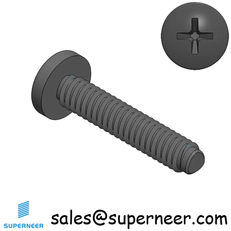 2-56 × 7/16 Pan Head Phillips Square Thread Forming  Screws for Metal  Steel Black