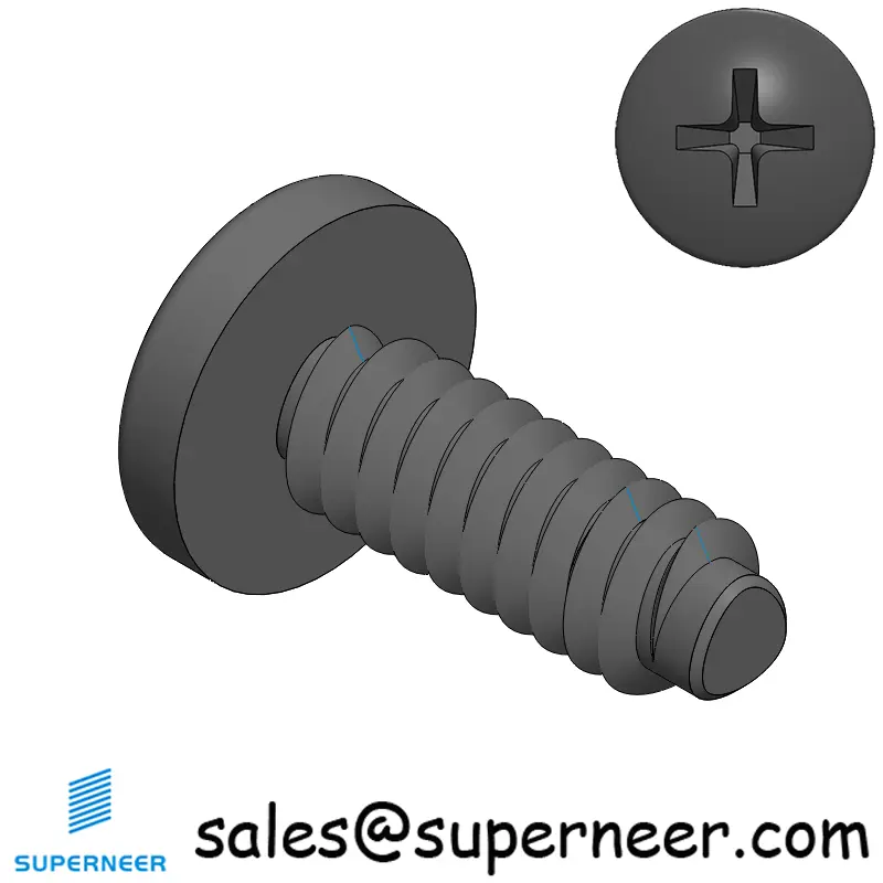 6-32 × 3/8 Pan Head Phillips Square Thread Forming  Screws for Metal  Steel Black