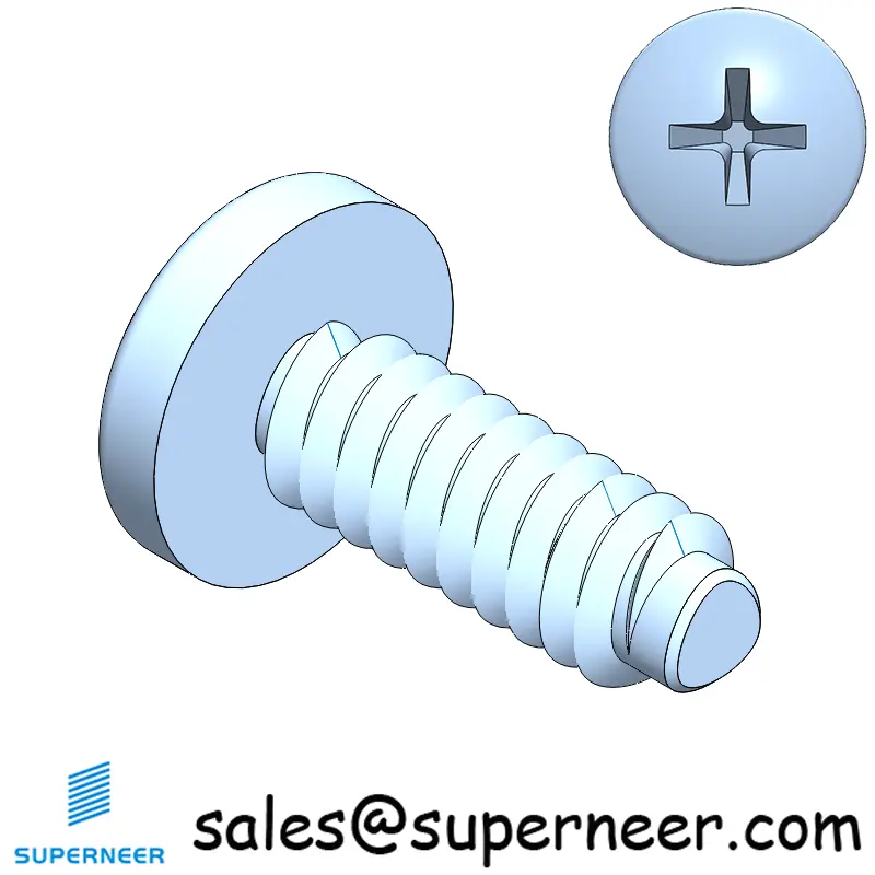 6-32 × 3/8 Pan Head Phillips Square Thread Forming  Screws for Metal  Steel Blue Zinc Plated