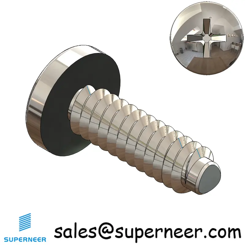 6-32 × 7/16 Pan Head Phillips Square Thread Forming  Screws for Metal  SUS304 Stainless Steel Inox