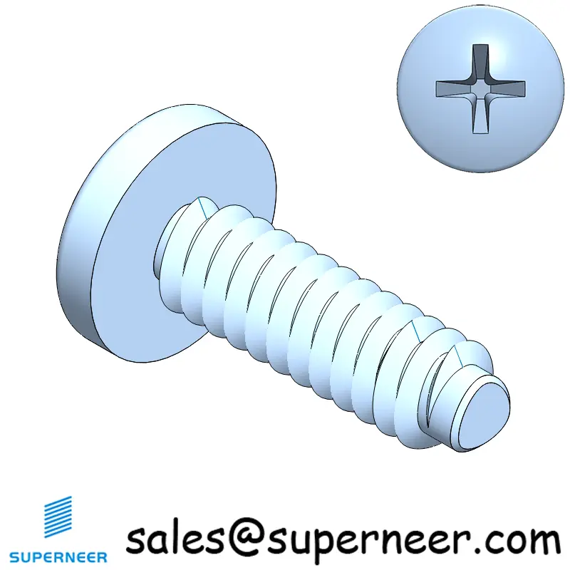 6-32 × 7/16 Pan Head Phillips Square Thread Forming  Screws for Metal  Steel Blue Zinc Plated