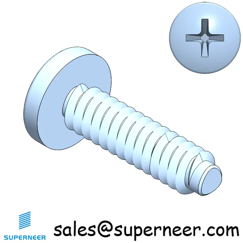 6-32 × 1/2 Pan Head Phillips Square Thread Forming  Screws for Metal  Steel Blue Zinc Plated