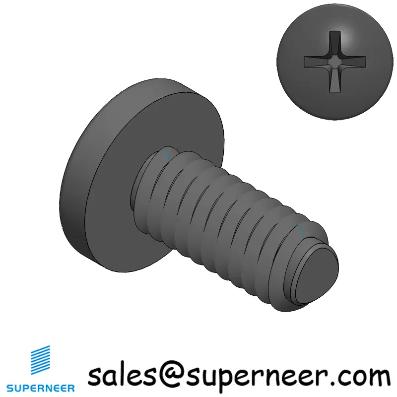 8-32 × 3/8 Pan Head Phillips Square Thread Forming  Screws for Metal  Steel Black