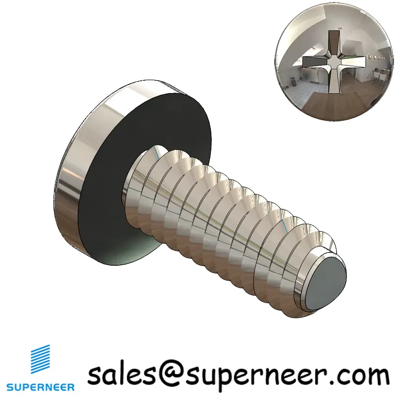 8-32 × 7/16 Pan Head Phillips Square Thread Forming  Screws for Metal  SUS304 Stainless Steel Inox