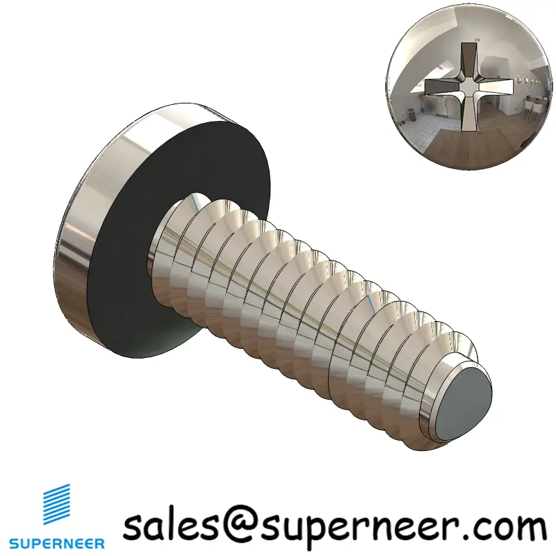 8-32 × 1/2 Pan Head Phillips Square Thread Forming  Screws for Metal  SUS304 Stainless Steel Inox