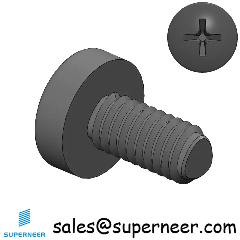 M2.5 × 5mm Pan Head Phillips-Square Thread Forming Screws for Metal Steel Black