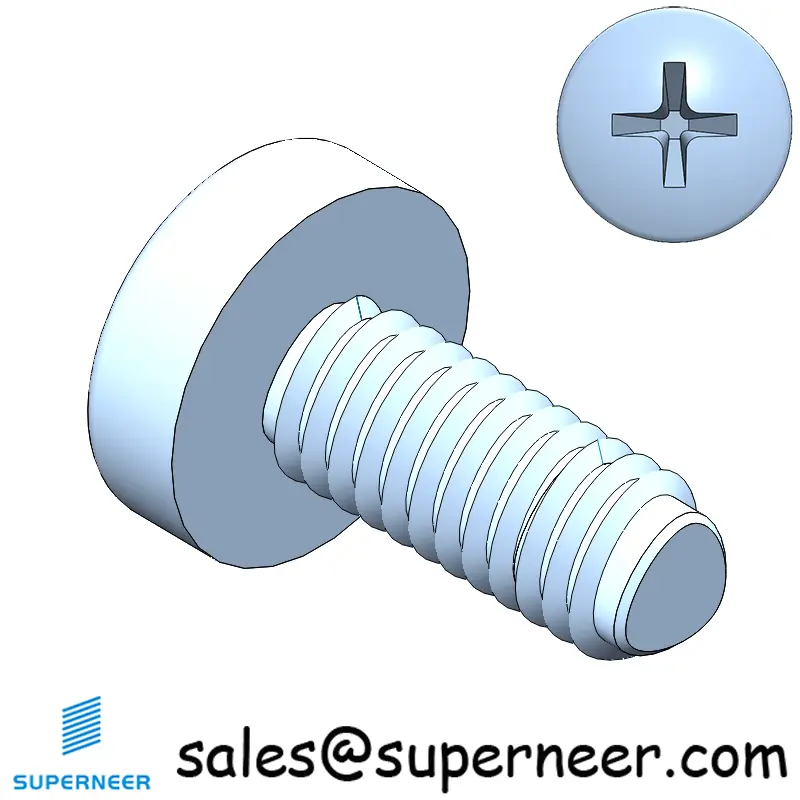 M2.5 × 6mm Pan Head Phillips-Square Thread Forming Screws for Metal Steel Blue Zinc Plated