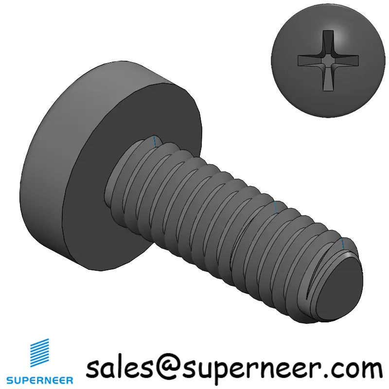 M2.5 × 7mm Pan Head Phillips-Square Thread Forming Screws for Metal Steel Black
