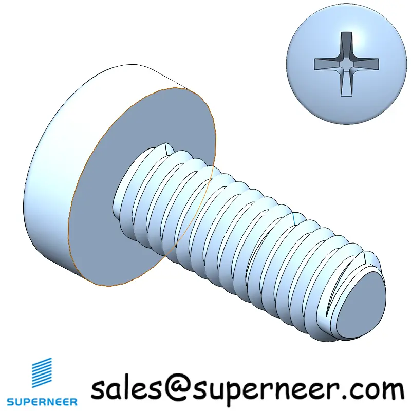 M2.5 × 7mm Pan Head Phillips-Square Thread Forming Screws for Metal Steel Blue Zinc Plated