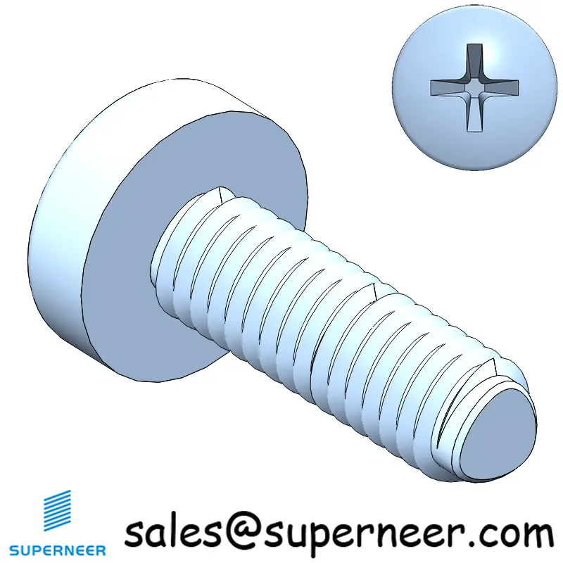 M2.5 × 8mm Pan Head Phillips-Square Thread Forming Screws for Metal Steel Blue Zinc Plated